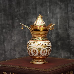 Handcrafted Decorative Brass Mangal Kalash | Traditional Indian Wedding Kalash Pot | Pooja Kalash for Mandir & Home Decor