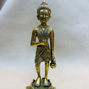 Brass Neelkanth Varni Statue: Swaminarayan Idol for Home Temple (12 inch)