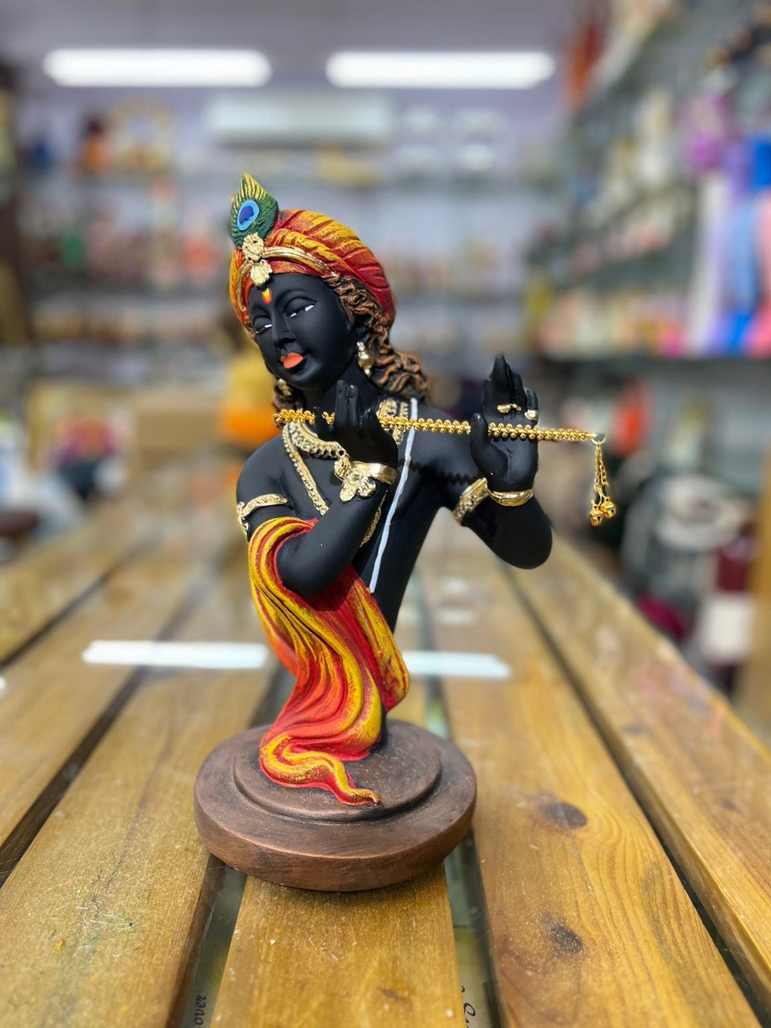 Mor Pankh Krishna Krishna With Flute Statue Home Decor Temple Decor Etsy