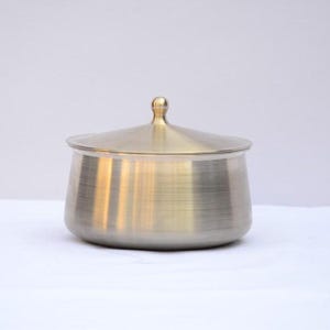 Bronze (Kansa) 100 % Medium Rice Vessel, best way to cooking food, organic cooking, comes with free Lid, Cooking pot