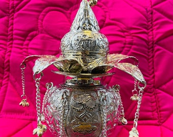 Ashtalakshmi mangal kalash with panch patra,Silver Kalash Lota for Puja,Silver Astha Mangal Kalash,pooja kalsh,Religious puja gifts