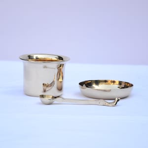 Healing Kansa Bronze Panch Patra | Ayurvedic Wellness Decor | Detoxifying Metal Pooja Set | Handmade Indian