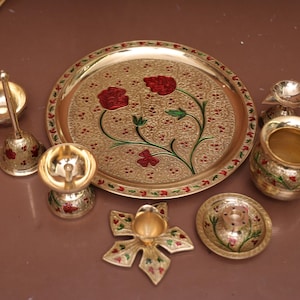 Colorful Pooja Thali Set for All Occasions - Enhance Your Pooja Rituals with Grace