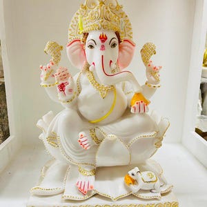 Ganesha Statue, 61 cm Ganesh Idol, Cultured Marble dust Ganesha figurine, Sitting Ganpati, Ganpathi for Mandir, Ganesh Idol, Ganesh Murthi