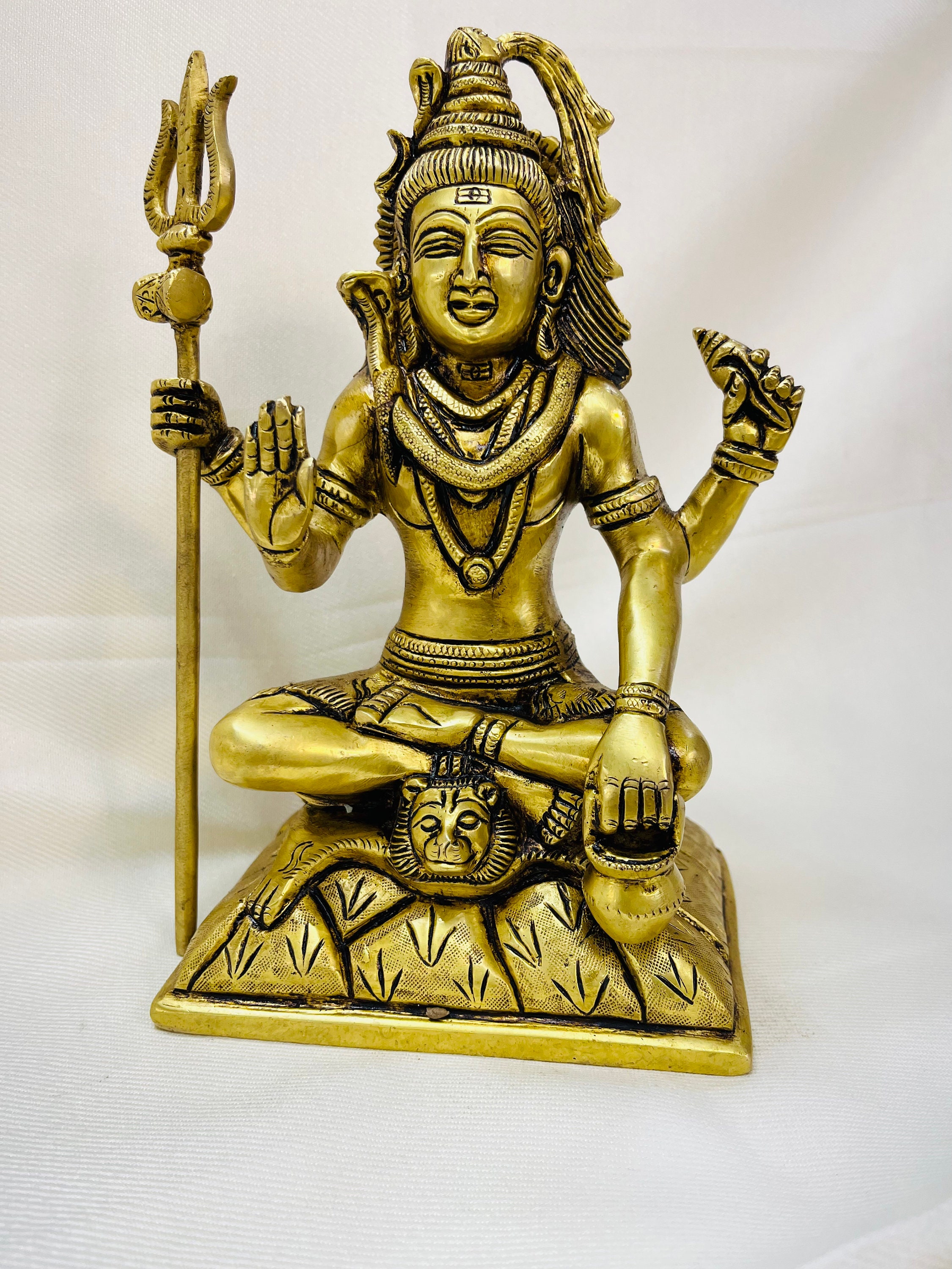 Brass Adiyogi Shiva Statuelord Shiva Statue in Brasslarge Etsy UK