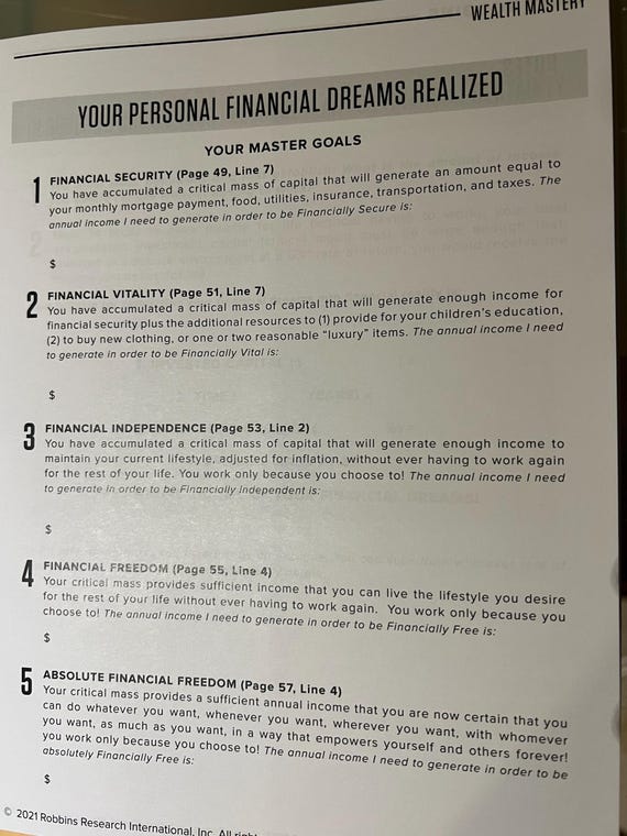 Tony Robbins - Wealth Mastery Manual - Etsy