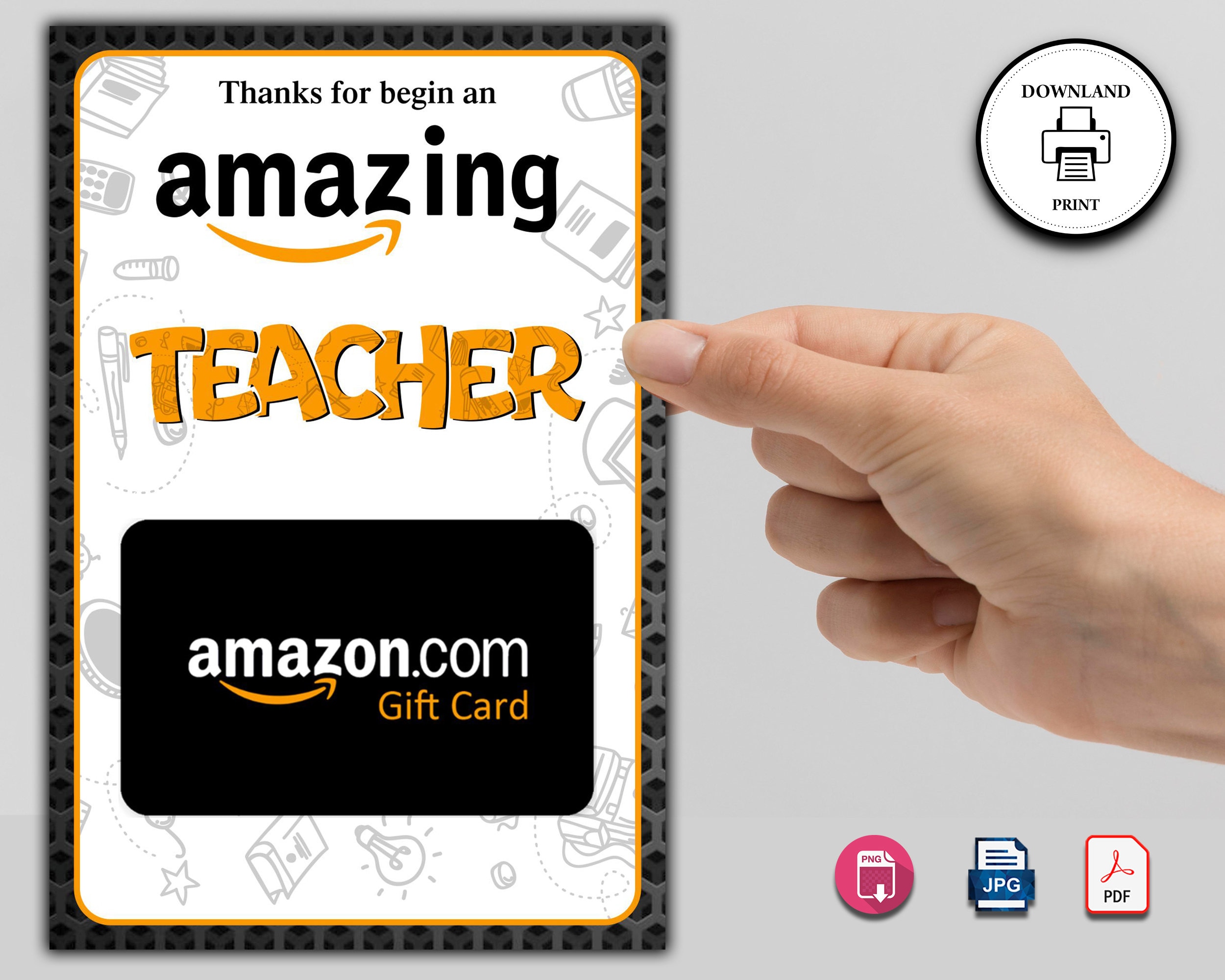 EDITABLE Amazon Gift Card Holder Teacher Gift Printable - Etsy