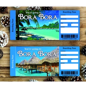Printable BORA BORA Surprise Trip Gift Ticket. Boarding Pass. Trip ...