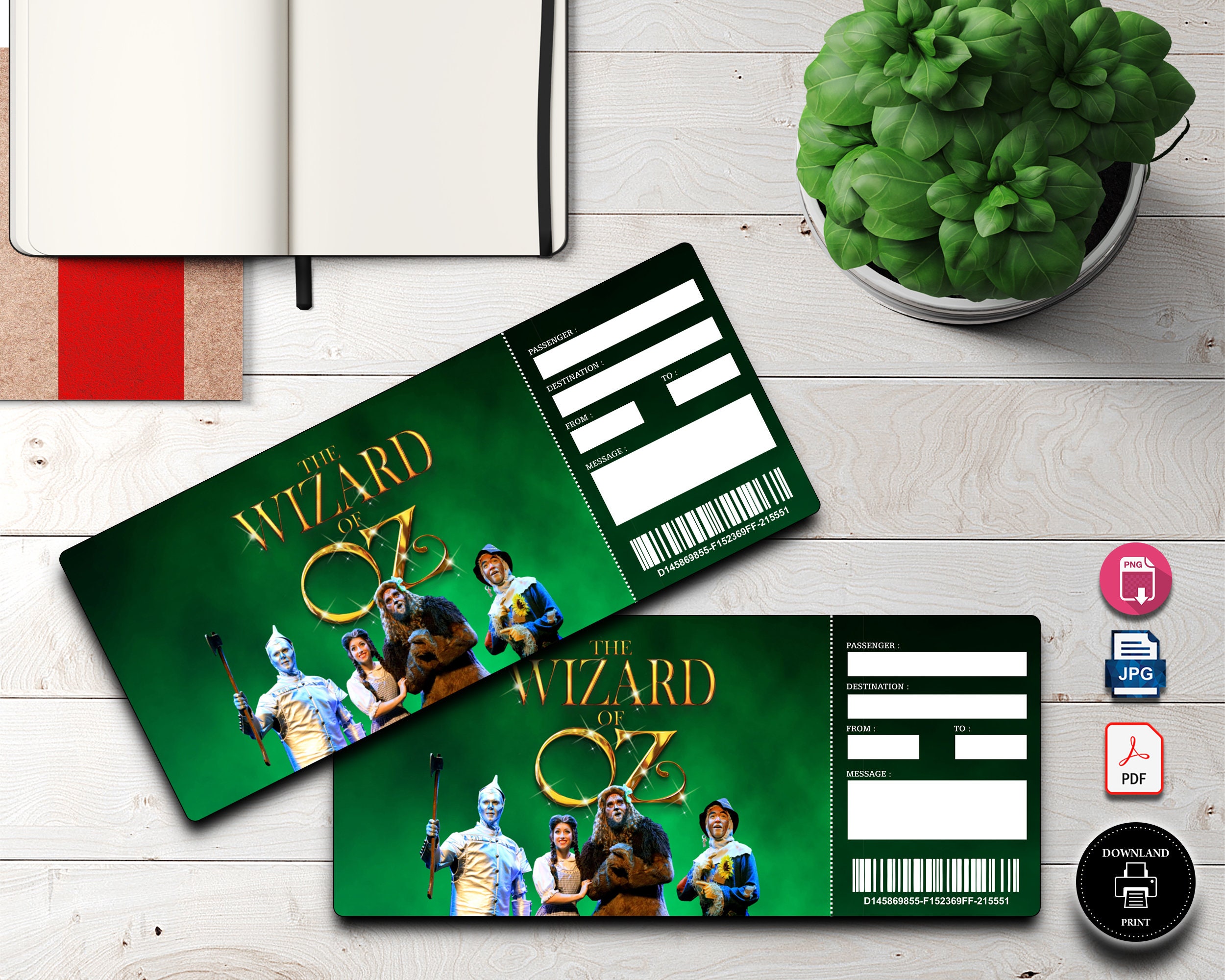 Printable the Wizard of Oz Broadway Surprise Ticket.musical Etsy
