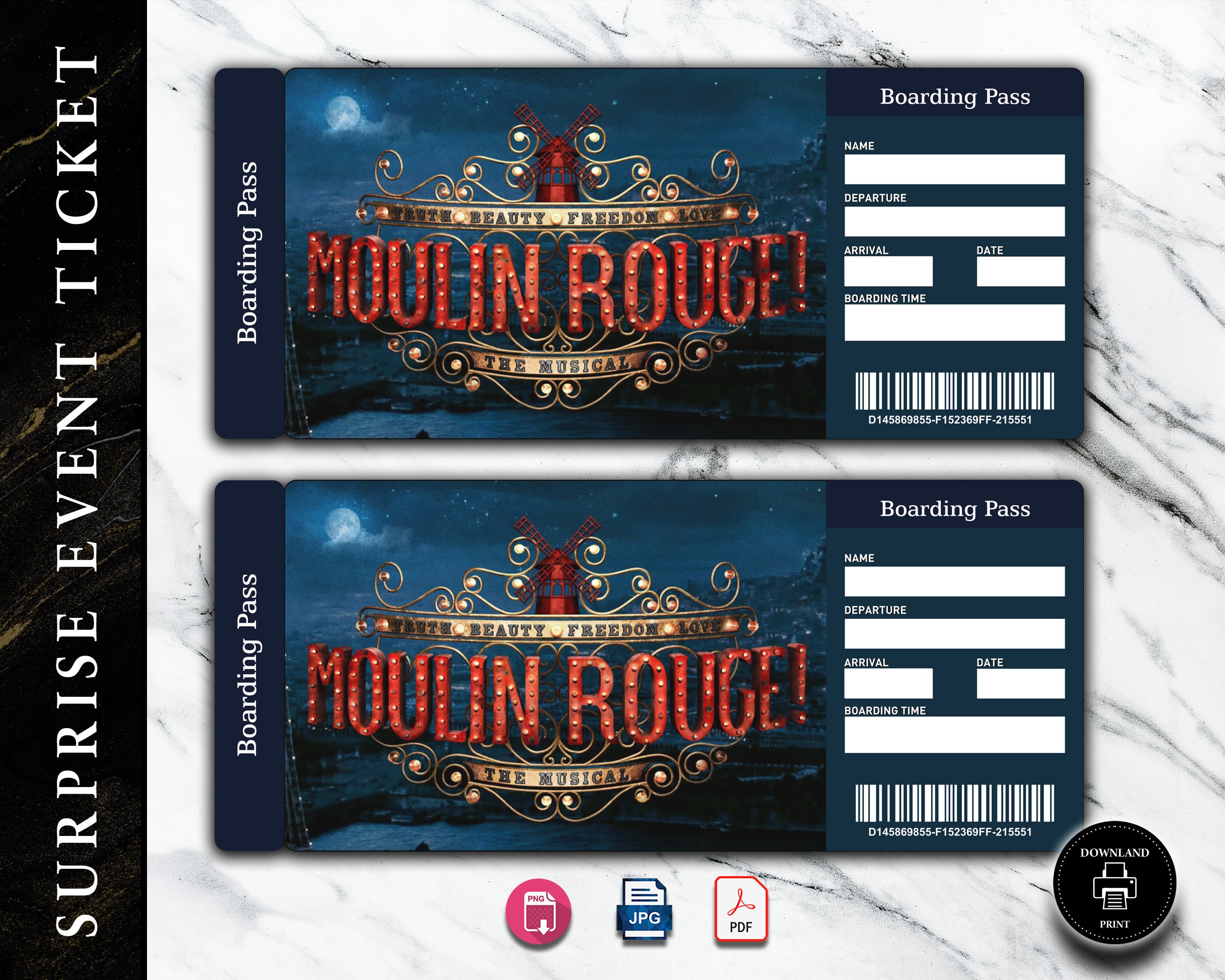 Moulin Rouge Ticket Printable Surprise Gift Reveal -  Israel