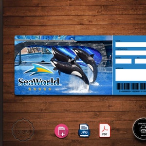Editable Seaworld Surprise Ticket Template, Printable Sea World Florida Boarding Pass Template ...