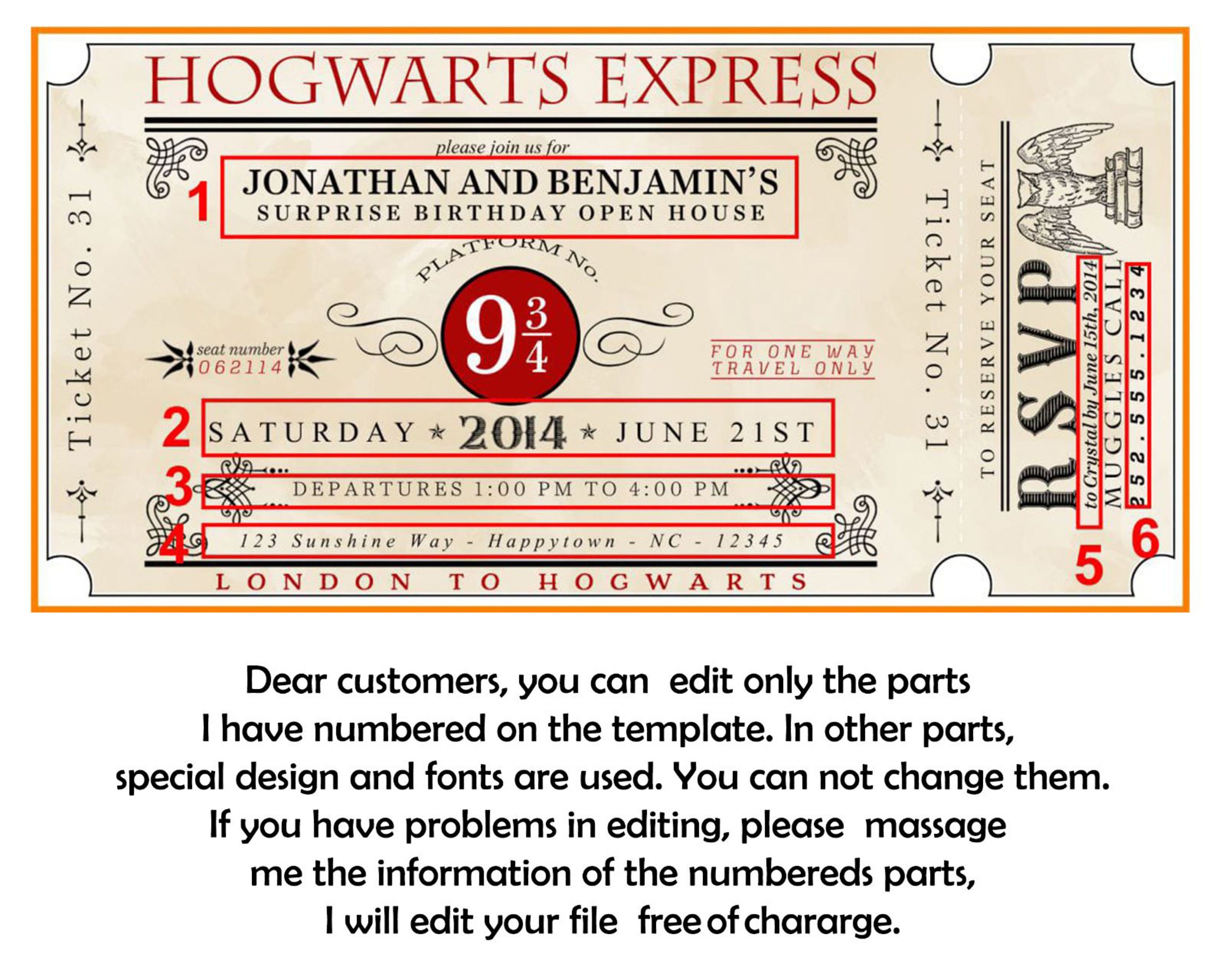 Bearbeitbare Zauberer-Zugticket-Einladung druckbare - Etsy.de