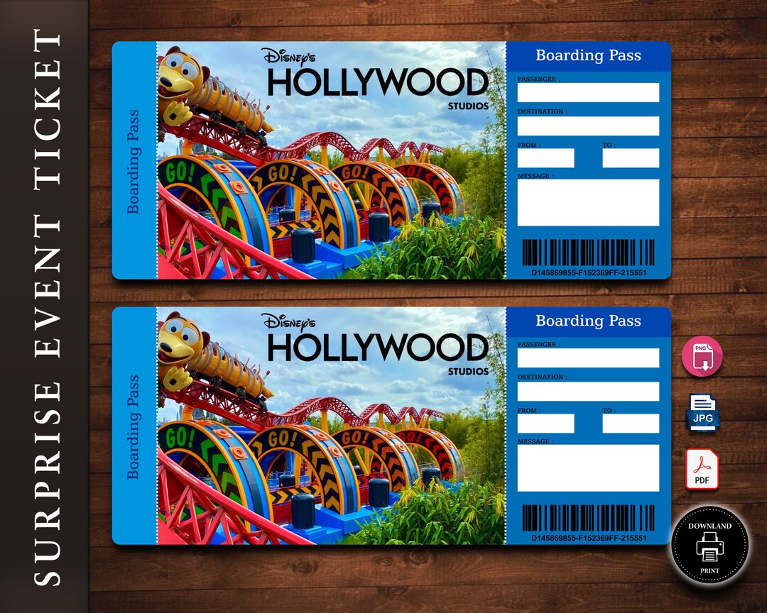 Printable Hollywood Studios Ticket Adobe Editable PDF Trip Etsy