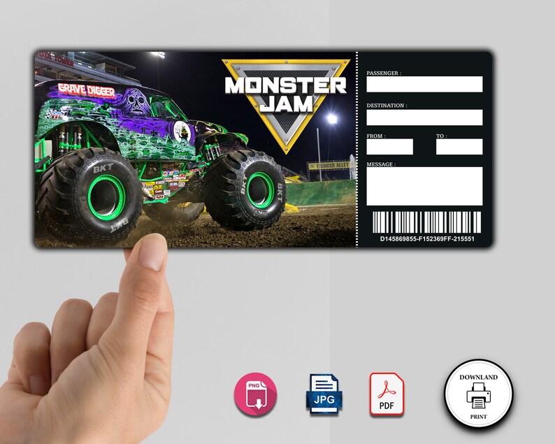 Printable Monster Jam Tickets Editable Monster Jam Tickets Etsy
