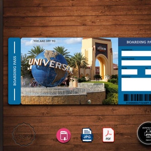 Printable UNIVERSAL STUDIOS Surprise Trip Gift Ticket. - Etsy