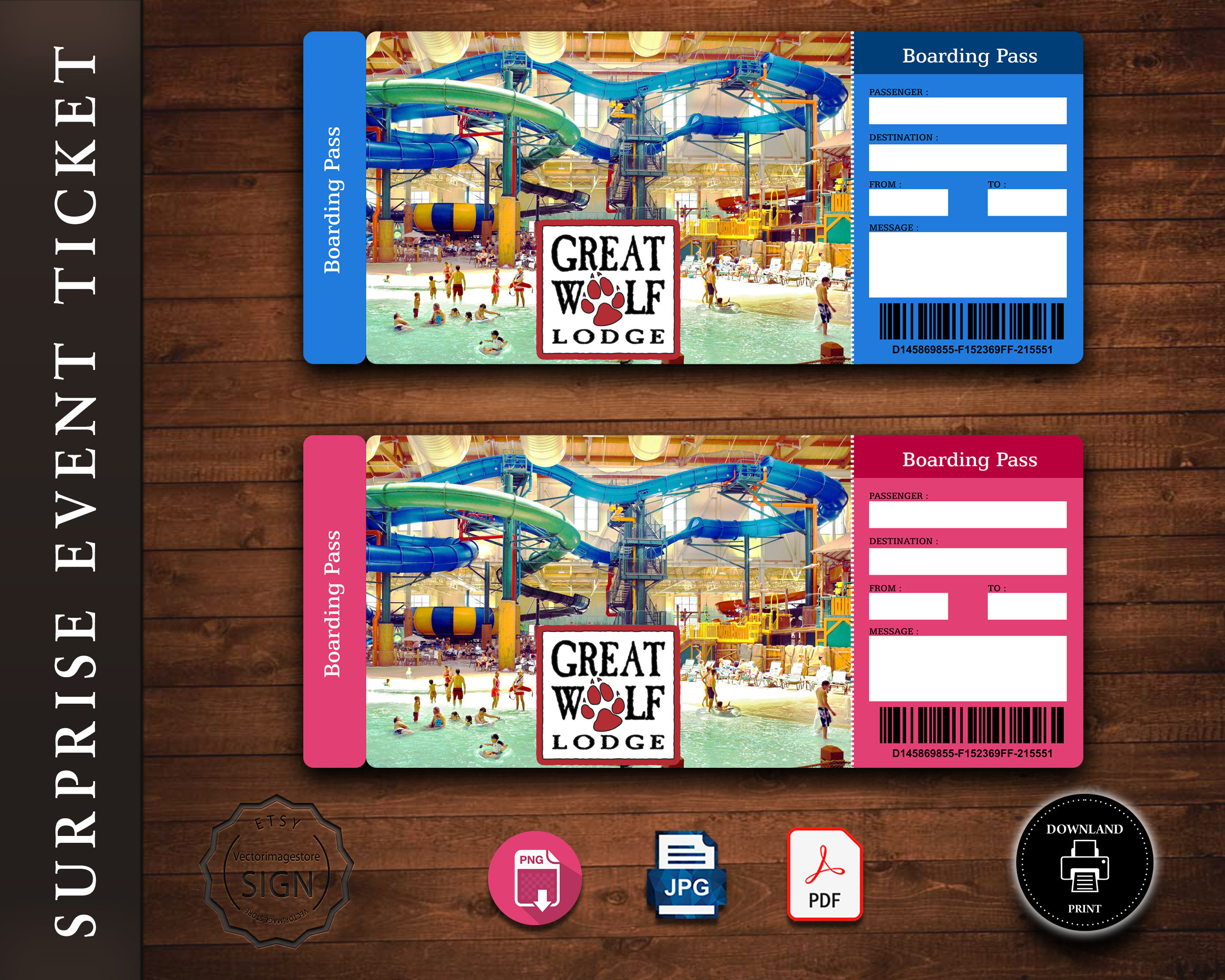 Printable Great Wolf Lodge Surprise Trip Gift Ticket Amucement Etsy UK
