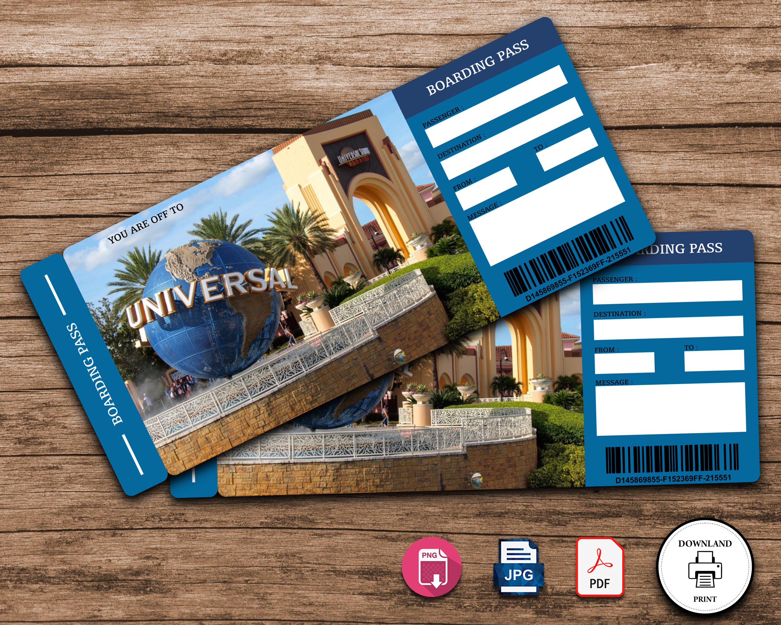 Printable UNIVERSAL STUDIOS Surprise Trip Gift Ticket. - Etsy