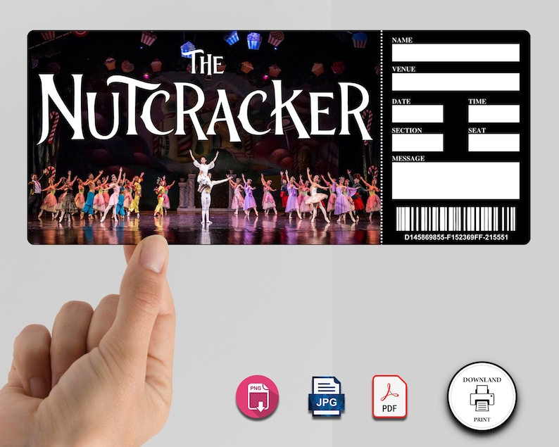 Printable NUTCRACKER Broadway Surprise Ticket Editable Musical Etsy