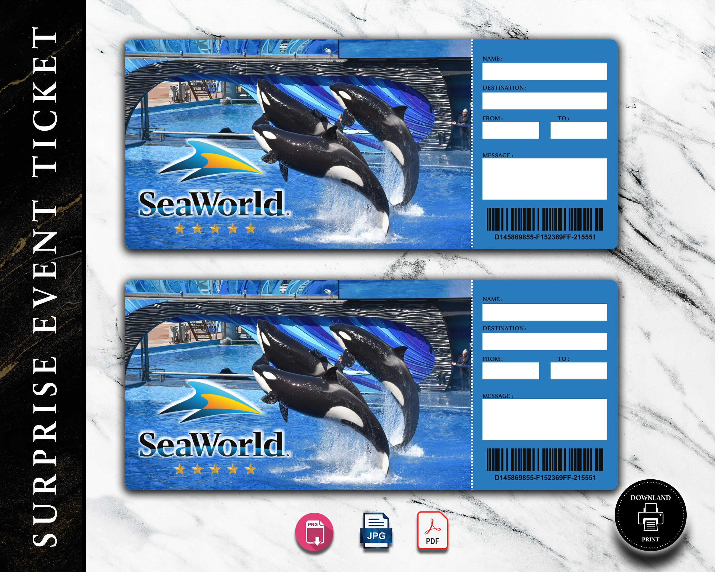 Printable SEA WORLD Surprise Trip Gift Ticket. Boarding Pass Etsy