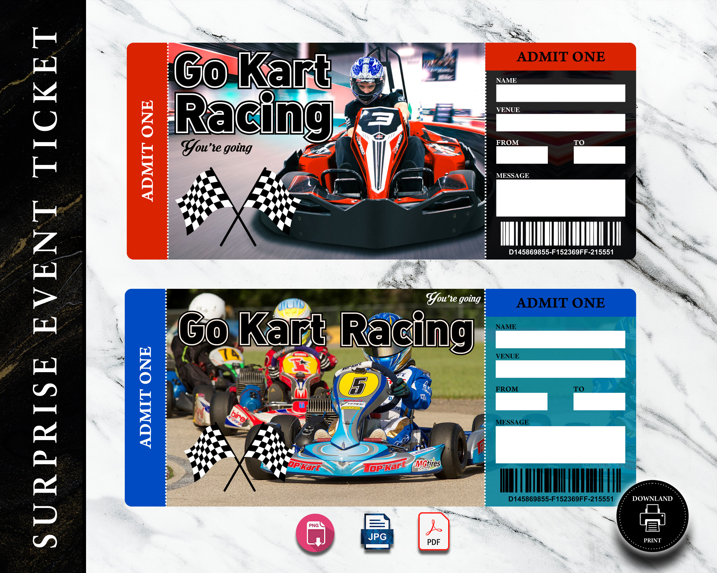 Printable GO KART Surprise Gift Ticket Sport Ticket. Event Etsy