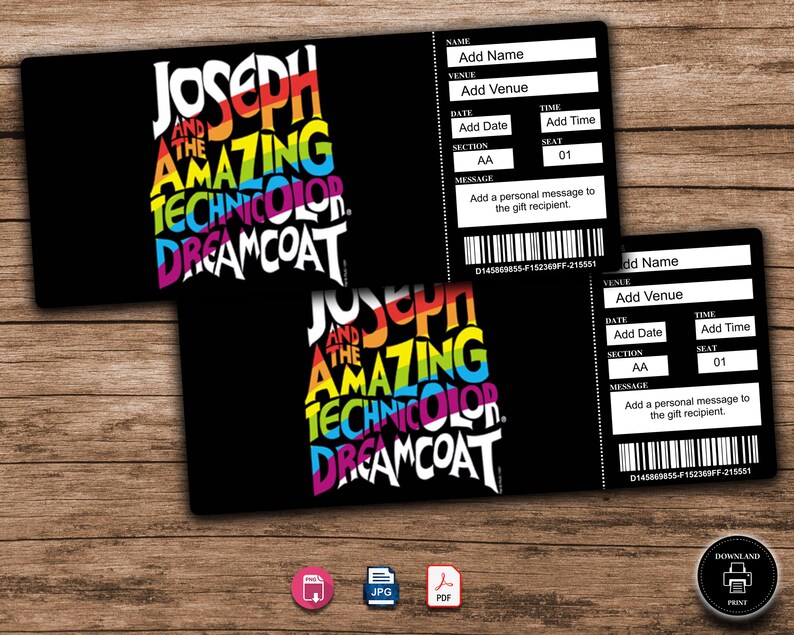 Printable JOSEPH &amp; the Amazing Technicolor Dreamcoat Broadway - Etsy