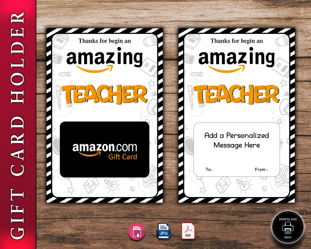 EDITABLE Amazon Gift Card Holder Teacher Gift Printable Template, Thank ...