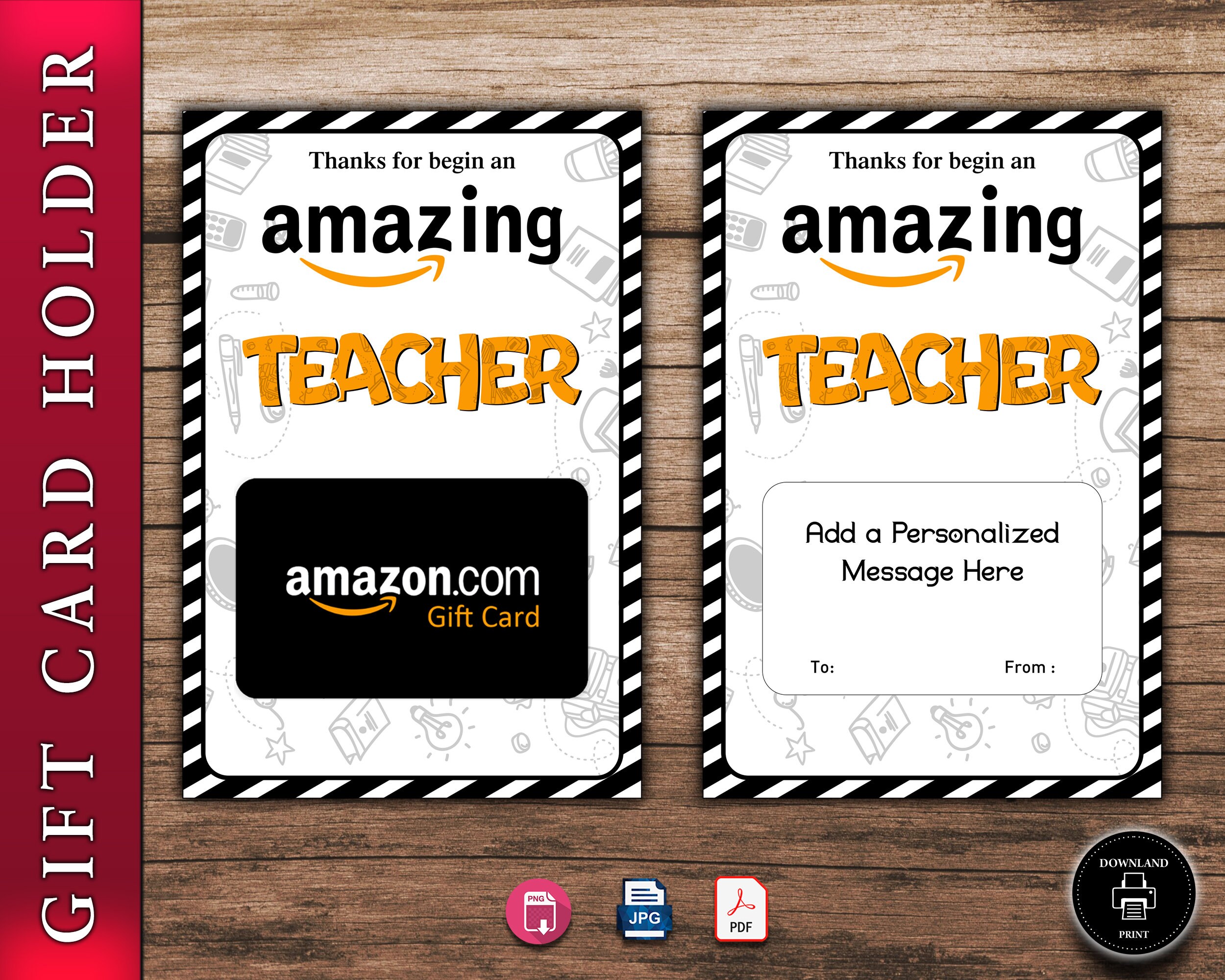 EDITABLE Amazon Gift Card Holder Teacher Gift Printable - Etsy