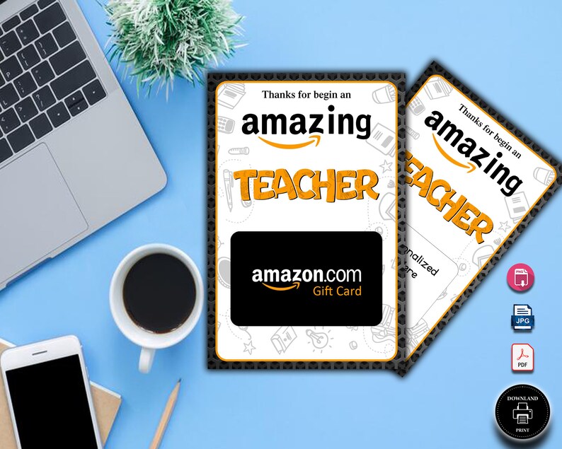 EDITABLE Amazon Gift Card Holder Teacher Gift Printable Etsy