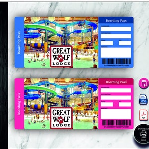 Printable Great Wolf Lodge Surprise Trip Gift Ticket Amucement Park ...