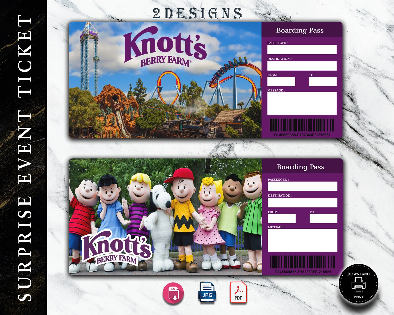 Printable KNOTTS BERRY FARM Surprise Trip Gift Ticket. - Etsy