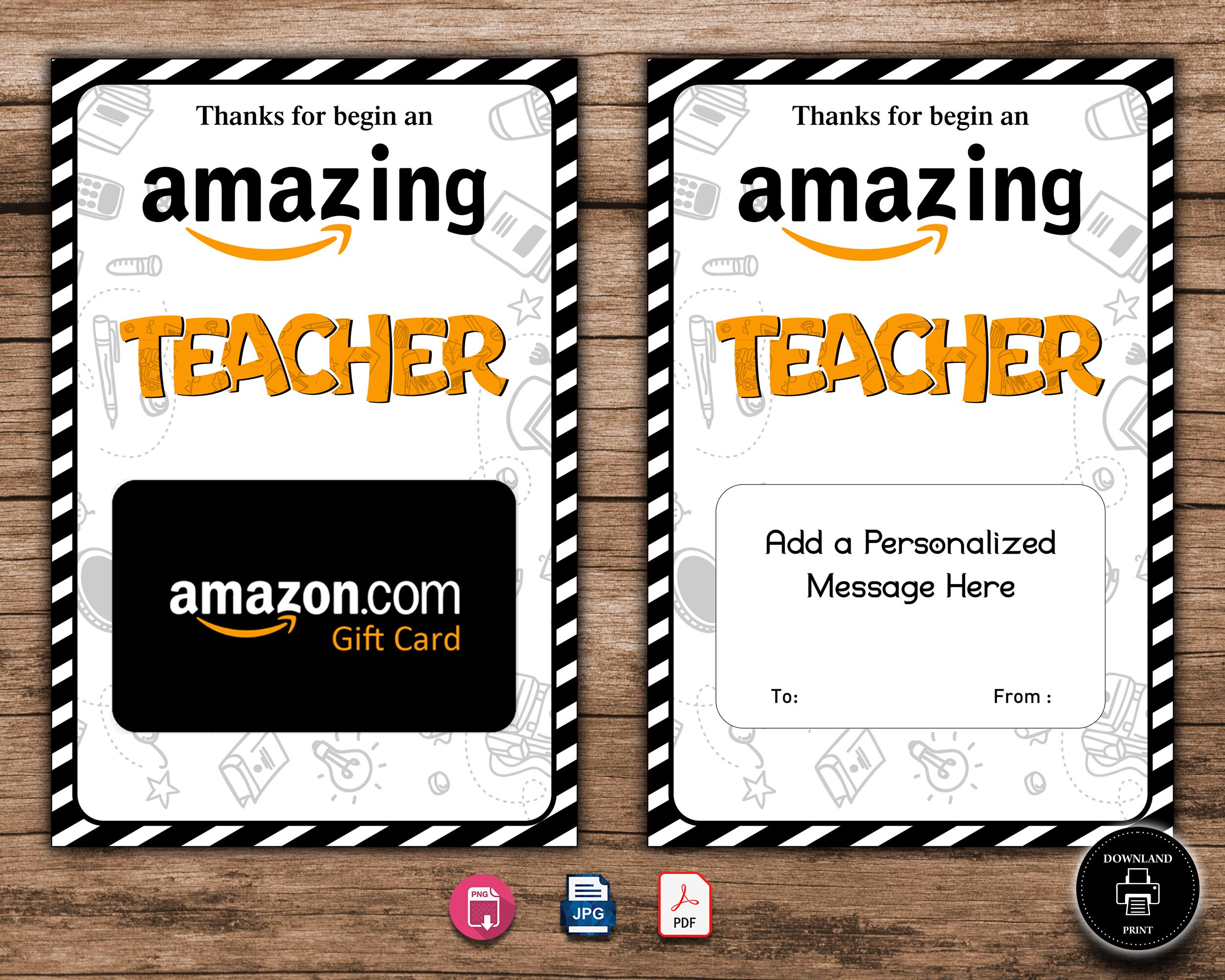 EDITABLE Amazon Gift Card Holder Teacher Gift Printable - Etsy