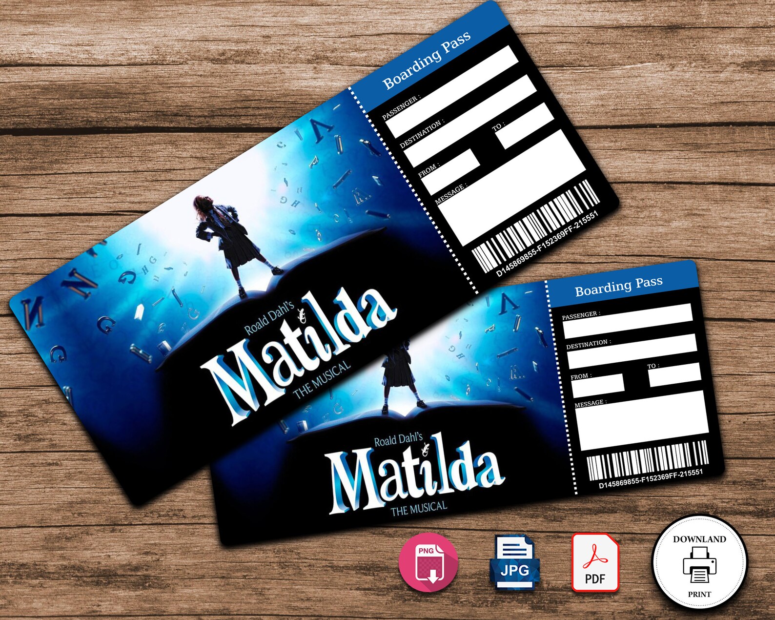Printable MATİLDA Broadway Surprise Ticket. Editable Musical Etsy
