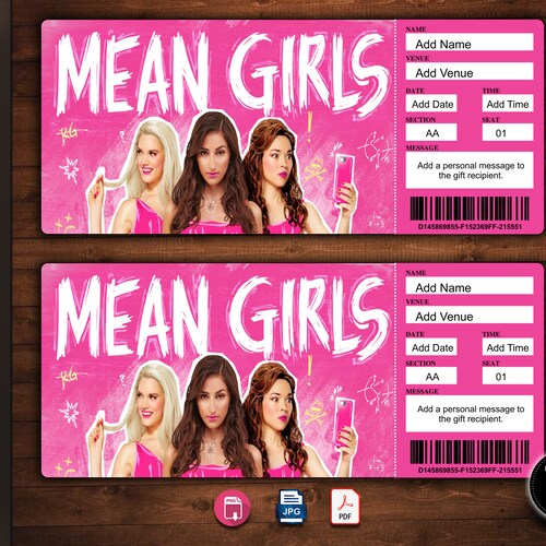Printable Mean Girls Broadway Surprise Ticket Mean Girls the Etsy