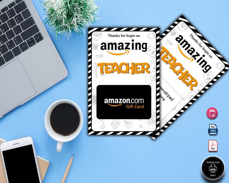 EDITABLE Amazon Gift Card Holder Teacher Gift Printable Etsy