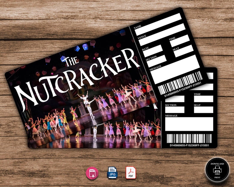 Printable NUTCRACKER Broadway Surprise Ticket Editable Musical Etsy