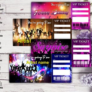 Printable DANCE Gift Tickets Concert Ticket Gift Surprise - Etsy