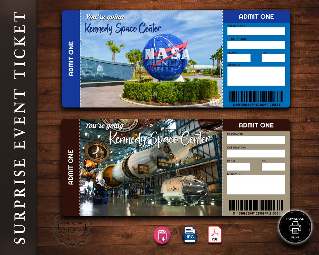 Printable KENNEDY SPACE CENTER Surprise Trip Gift Ticket Etsy