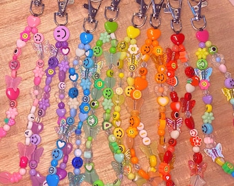 Custom Beaded Wristlet Keychain | Personalized 90s Y2K Charm | Angel Number, Name, or Word | Fun Gift for Her | Colorful High Vibe Accessory