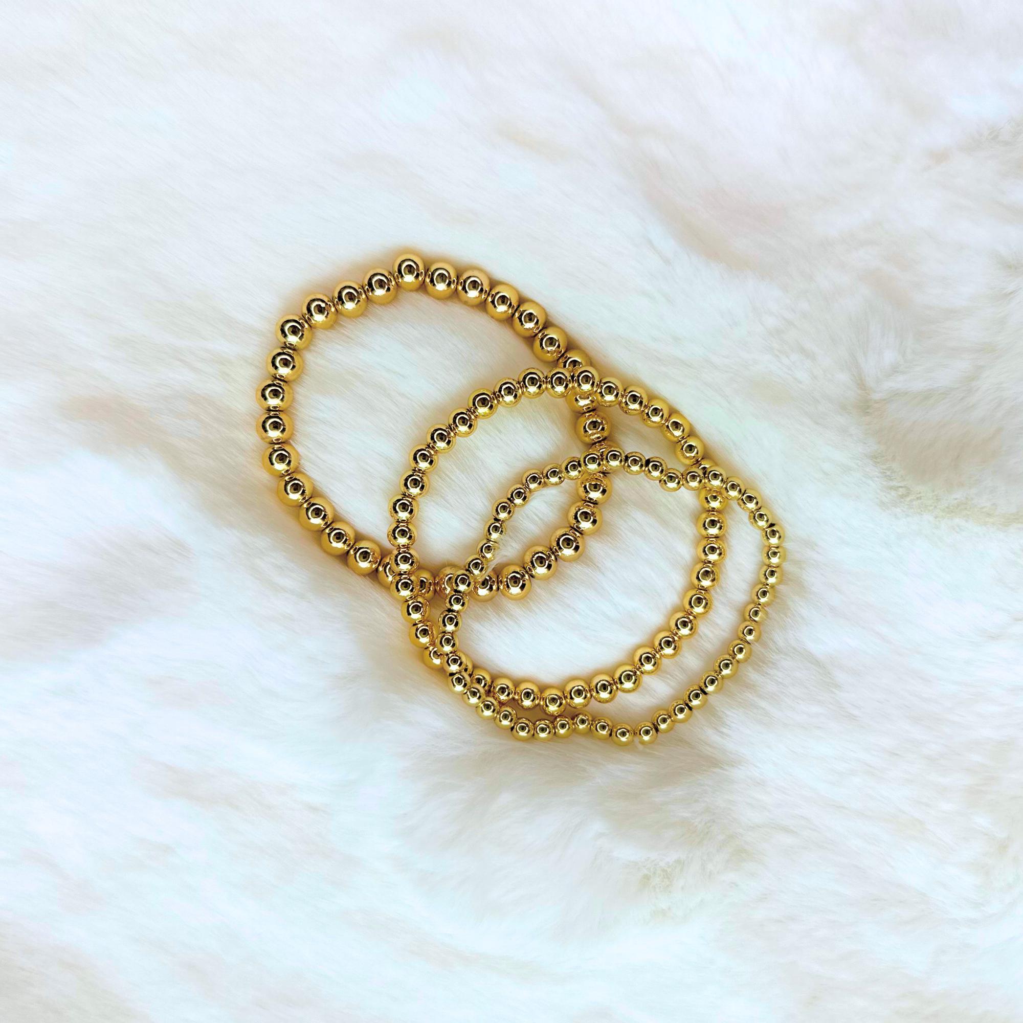 Set di braccialetti con perline riempiti in oro 14K: gioielli elastici impilabili - Italia