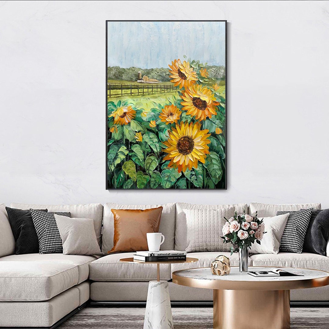 Large Yellow Sunflower Wall Art Spring Decor Blooming Daisy Etsy