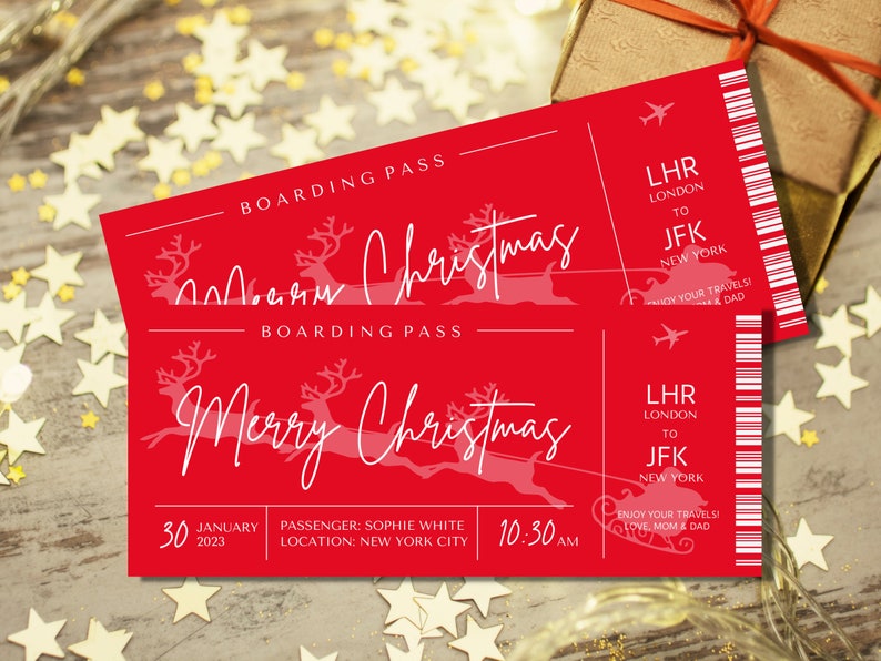 Editable Christmas Boarding Pass Template Custom Boarding Card editable-christmas-boarding-pass-template-custom-boarding-card