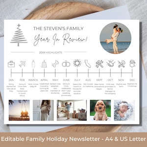 Weihnachten Newsletter Vorlage, Jahresrückblick, Foto Weihnachtskarte, Familien Weihnachtskarte, 2023 Timeline, Neujahrsgruß, Jahresübersicht