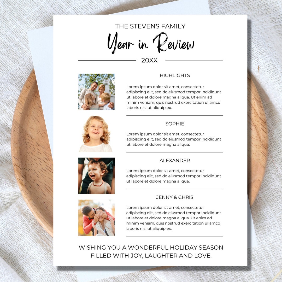 Christmas Newsletter Template, Year in Review, Photo Christmas Card ...