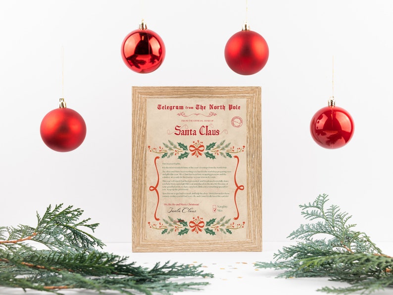 Letter from Santa Template, Nice List Certificate, Official Santa Claus Letter, Personalized Father Christmas Letter, North Pole, Xmas Eve image 5