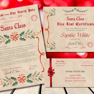 Letter from Santa Template, Nice List Certificate, Official Santa Claus Letter, Personalized Father Christmas Letter, North Pole, Xmas Eve image 2