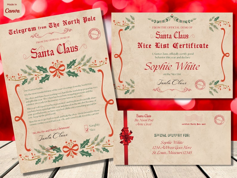 Letter from Santa Template, Nice List Certificate, Official Santa Claus Letter, Personalized Father Christmas Letter, North Pole, Xmas Eve image 2