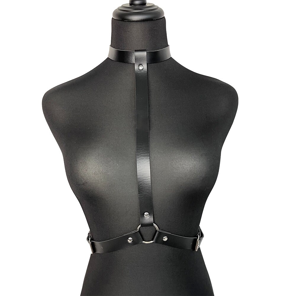 Sexy Chest Harness Garter Belt Faux Leather Lingerie Bondage - Etsy