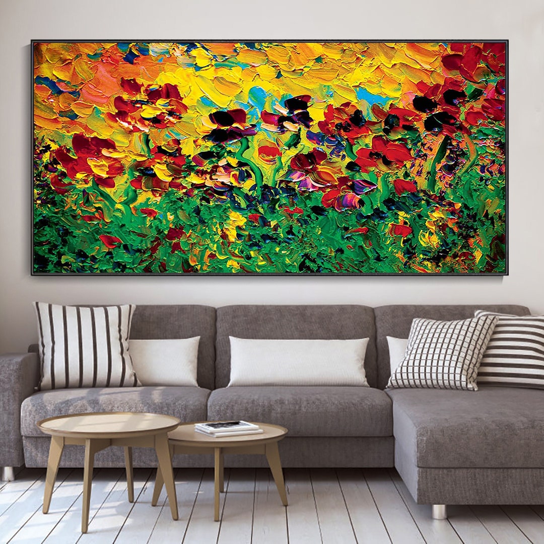 Custom Colorful Painting on Canvas Flower Painting Textured Etsy