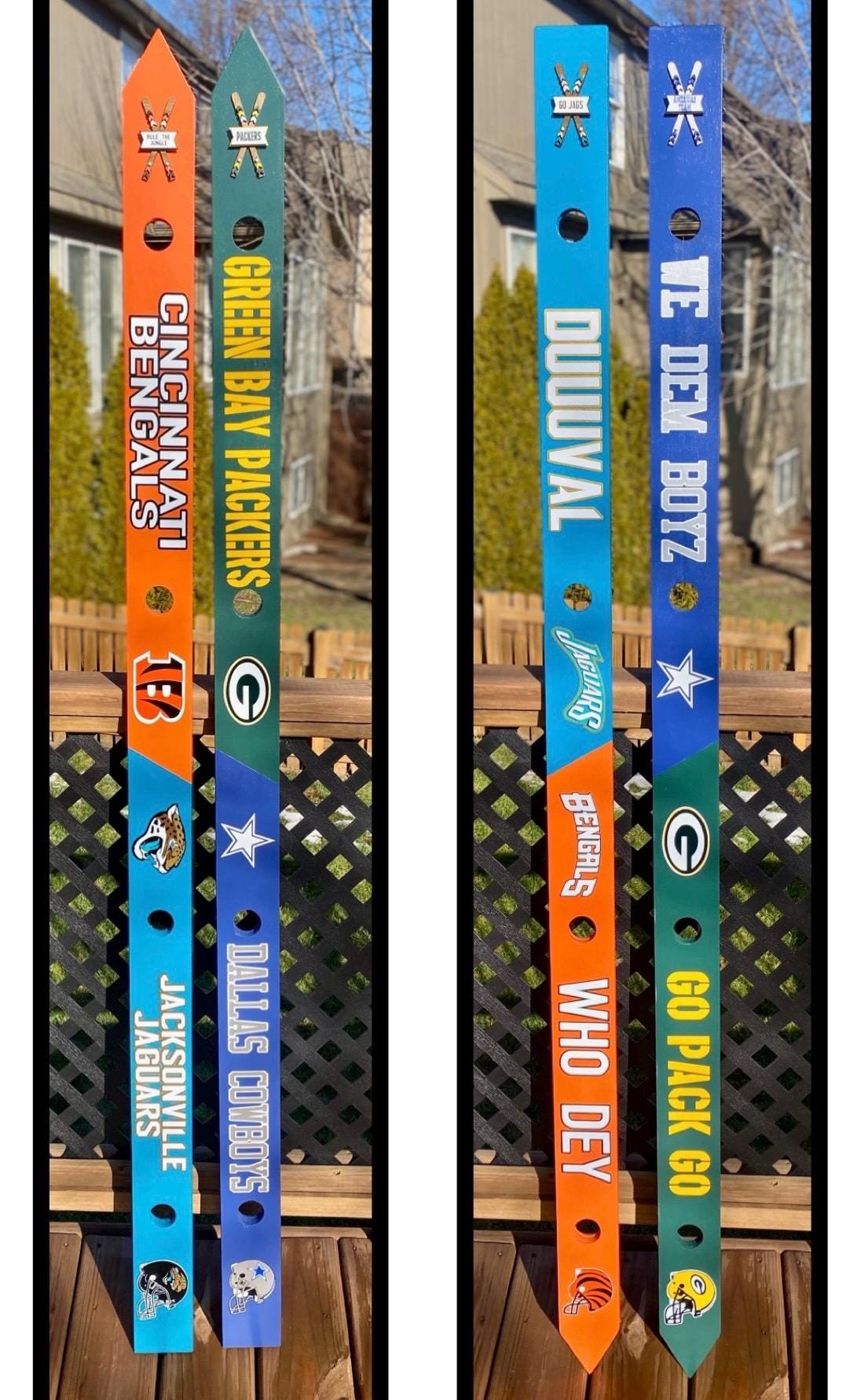 Custom Shot Ski Board – 4 Hole / Multi-team | Wedding Gift, Tailgate Accessory, Birthday Gift | Personalized Wood Shot Ski with Glasses
