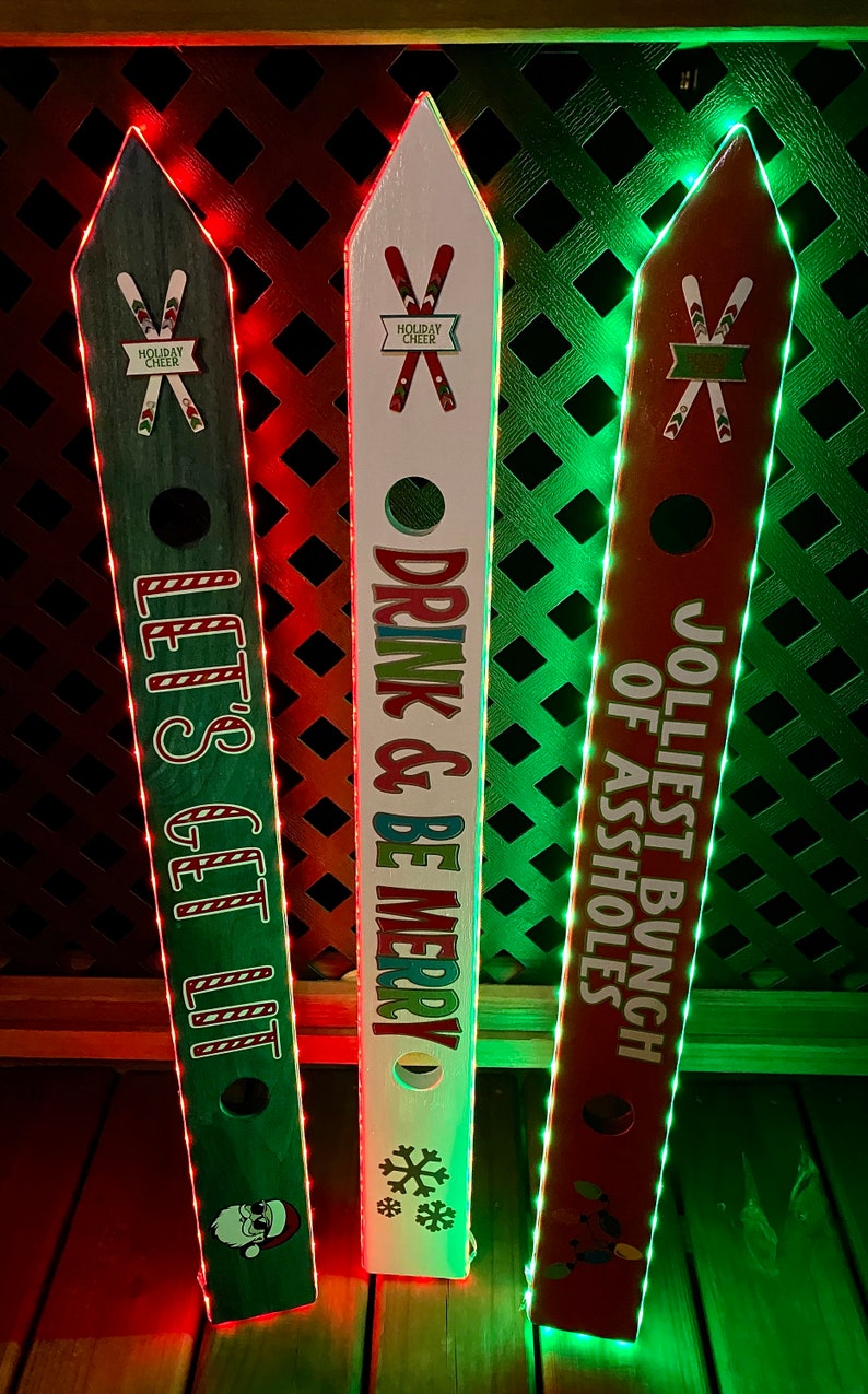 HOLIDAY Themed 2 Hole Shot Ski Shot Board, Ski for Shots, Ski Board